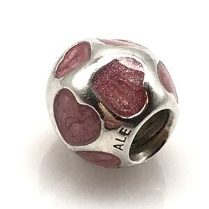 Pandora Pink Enamel Heart Love You Retired Bead Charm Valentine's Day